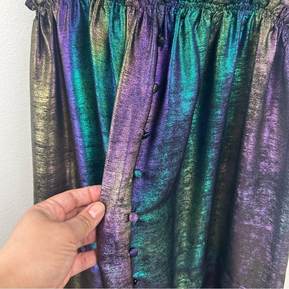 Betsey Johnson Liquid Rainbow Metallic Tiered High Low formal dress size: S - Picture 6 of 16